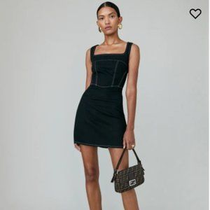 Reformation Davies Bustier Denim Mini Dress (Black)
